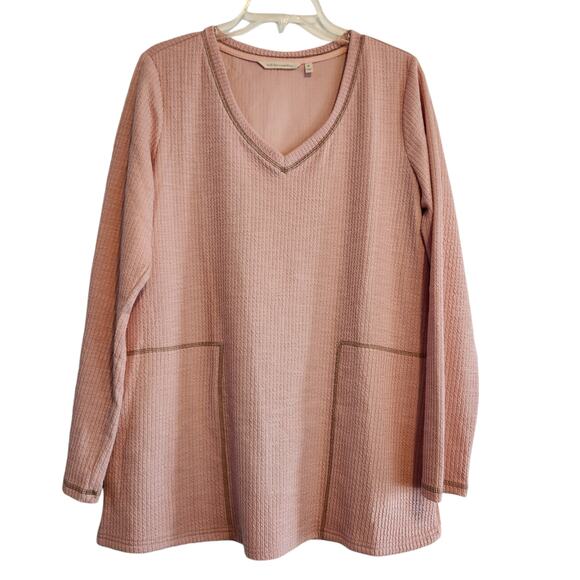 Soft Surroundings Tunic Top, V-neck with pockets and stitching detail Sz M - Picture 1 of 11